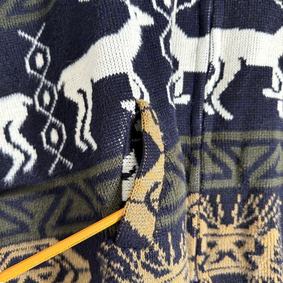 Tejidos Atahualpa Deer Aztec Print XL Wool Hoodie Zip Up - Picture 11 of 14